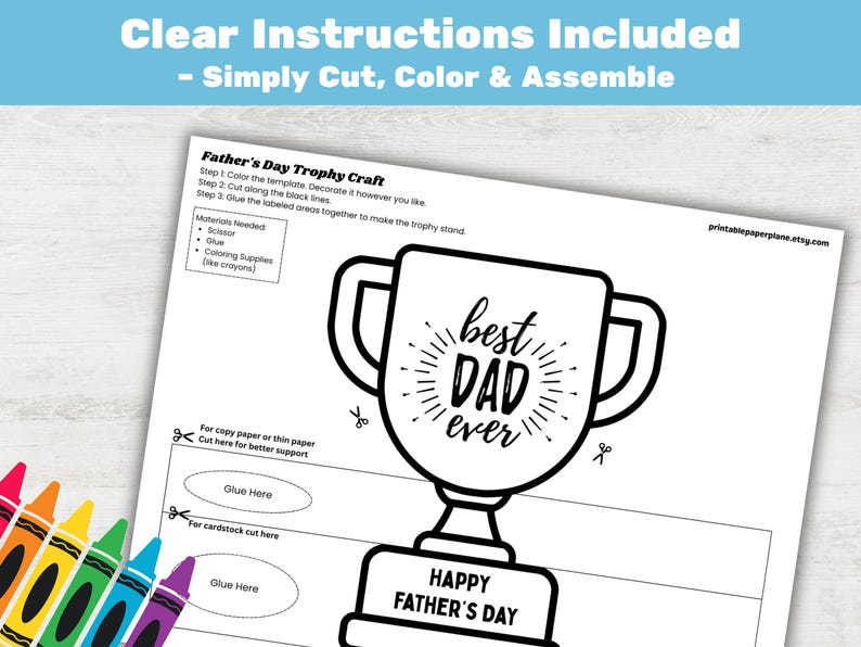 Father's Day Trophy Card Craft: Printable DIY Card Activity (PDF ...