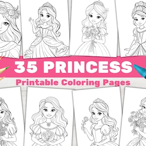 35 Printable Princess Coloring Book: Fairy Tale Activity Color Pages ...