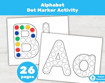 Alphabet Do-a-Dot Worksheets, Dot Marker Pages, Uppercase Lowercase Letter Practice, Preschool Alphabet Activity Printable for Kids (PDF)