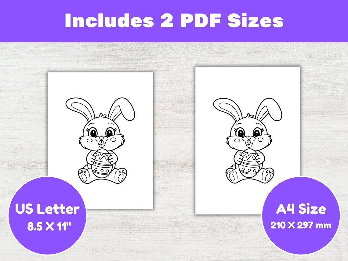 32 Easy Easter Coloring Pages for Kids, Simple Bold Bunny Egg Coloring ...