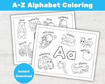 A-Z Alphabet Coloring Pages for Preschool Learning ABC Activity Printable (PDF)
