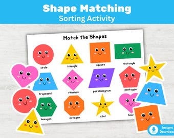 Shape Matching Busy Book: Preschool Shape Sorting Activity (PDF/PNG)