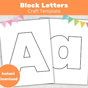 Large Print Letter Template Uppercase & Lowercase Alphabet Craft Printable for Preschool Letters of the Week Activity (PDF+PNG)