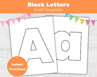 Large Print Letter Template Uppercase & Lowercase Alphabet Craft Printable for Preschool Letters of the Week Activity (PDF+PNG)