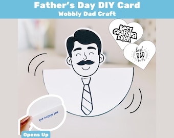 Printable Father&#39;s Day Coloring Card, Wobbly Dad Craft , Father&#39;s Day Card, Kids, Homeschool Activity, DIY Card, Preschool, Craft