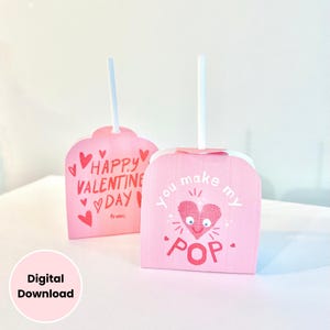 Etiquetas para piruletas de San Valentín para la escuela, tarjeta para sujetar dulces, tarjeta para el día de San Valentín para niños, regalos para el aula de los niños, lindos corazones imprimibles en PDF