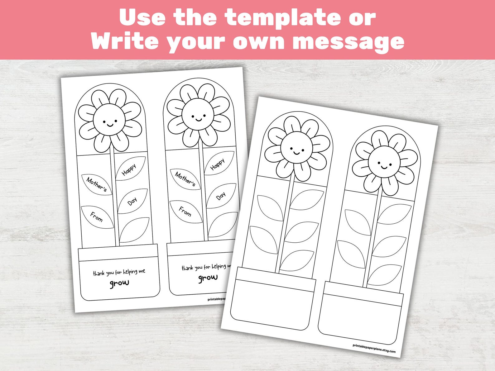 Foldable Mother's Day Coloring Card, Flower Mother's Day Card, School ...