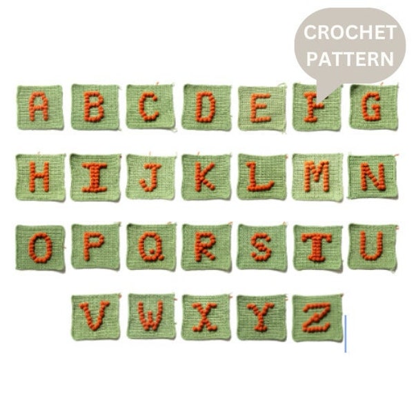 Crochet Popcorn Stitch Alphabet Pattern Etsy
