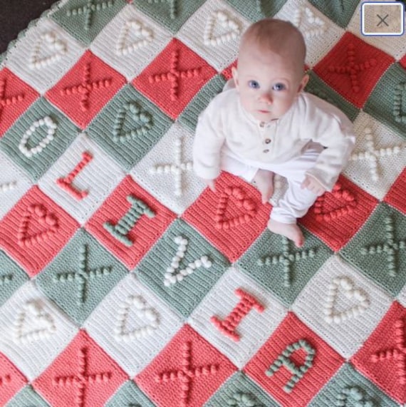 Bobble Popcorn Stitch Letter Q Crochet Pattern for Baby Afghan Blanket  Granny Square