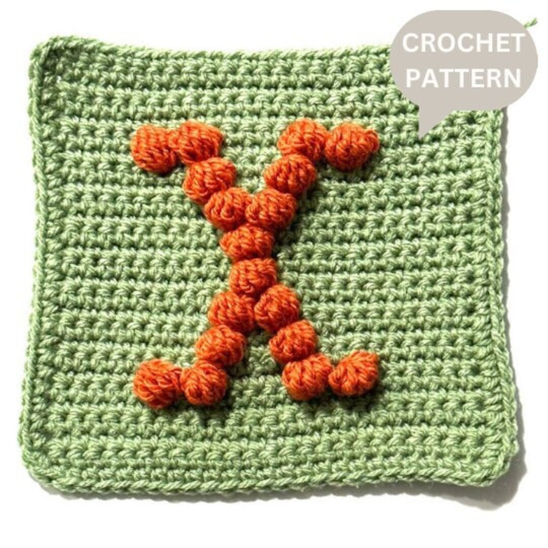 Bobble Popcorn Stitch Letter X Crochet Pattern for Baby Afghan Blanket