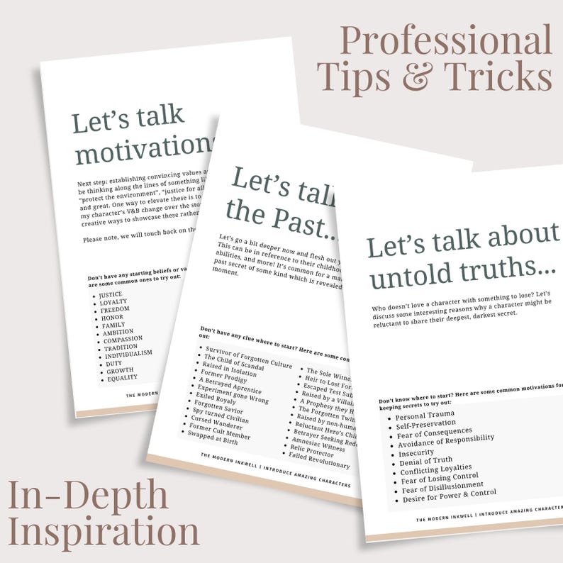 Character Development Planner Fillable Template For Authors