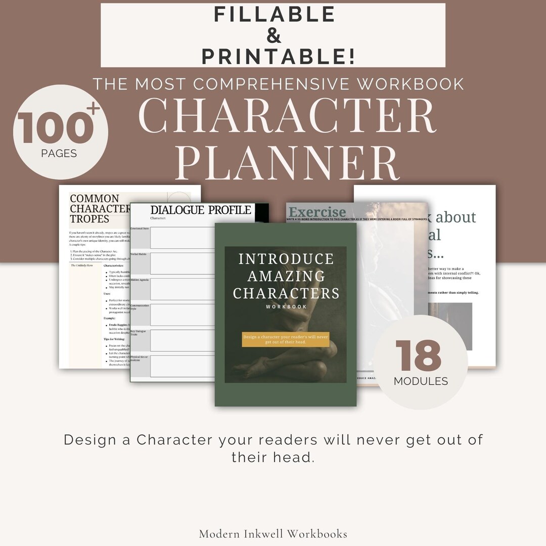 Character Development Planner Fillable Template For Authors