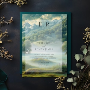 Misty Forest Wedding Invitation Template | Fantasy Adventure Wedding Invite | Elvish Wedding | Canva Digital Download