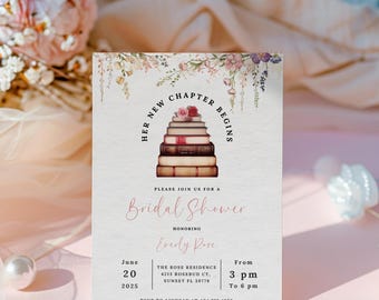 Storybook Bridal Shower Invitation | Book-Themed Wedding (Digital Template)