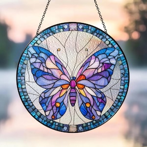 Butterfly Faux Stained Glass Suncatcher, Window Hanging, Butterfly Decor Gift, Butterfly Light Catcher, Gift for Nature Lovers