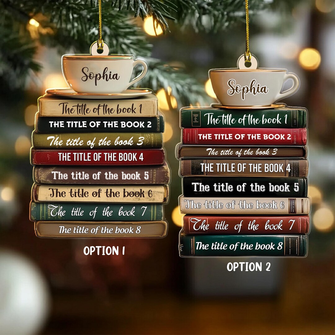 Personalized Book Stack Ornament: Acrylic Christmas Gift for Readers - Etsy