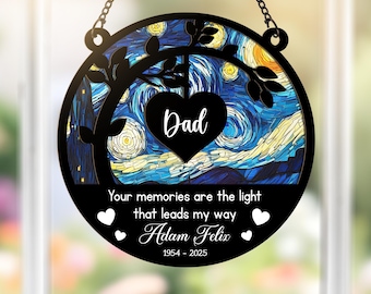 Personalized Memorial Acrylic Wood Suncatcher, Custom Sympathy Gift, Loss Of Mom Dad Gift, Mom in Heaven, Memorial Family Gift