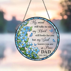 Personalized Memorial Suncatcher, Family Memorial Gift, Father in Heaven Suncatcher, Mom Memorial Window Hanging, Family Sympathy Gifts