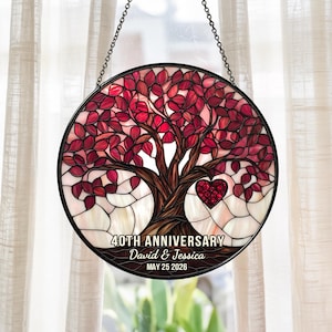Personalized 40th Anniversary Suncatcher: Ruby Wedding Keepsake