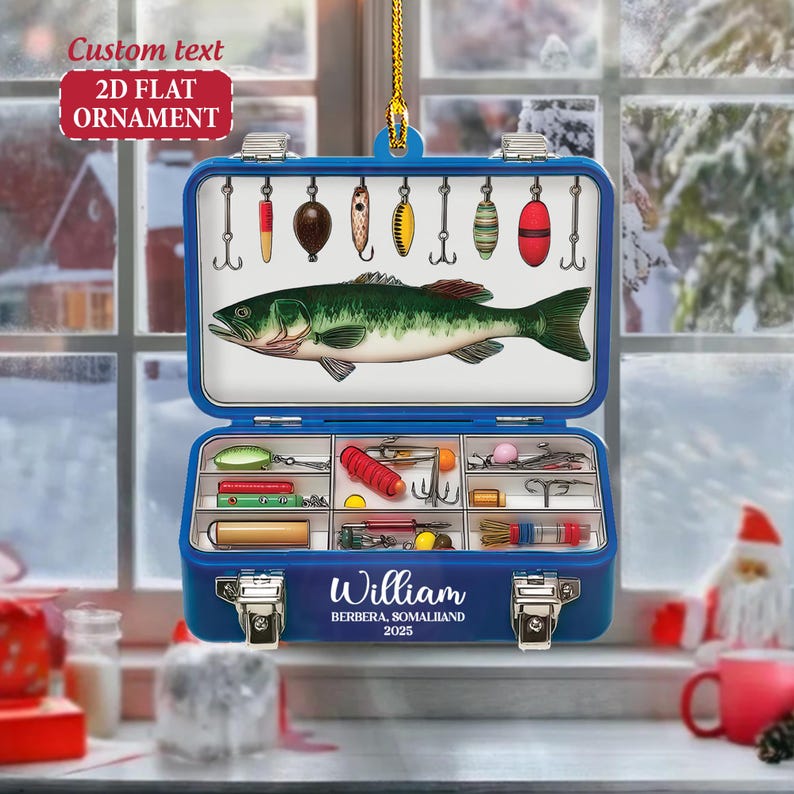 Personalized Fishing Tackle Box 2D Flat Ornament, Fisherman Ornament ...