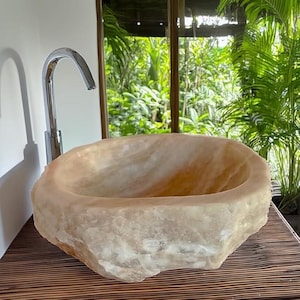 Onyx Vessel Sink –  Rustic Natural Stone Vanity