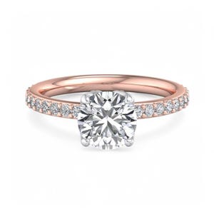 1.50ct Round Cut Moissanite Engagement Ring, Unique Pave Wedding Ring, Classic 4 Prongs Solitaire Ring, Vintage Ring, Anniversary Gift