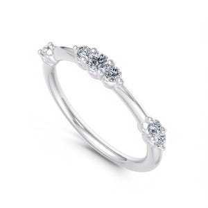 Eternity Round Moissanite Wedding Band With Alternating Round Cut Moissanite Stones Anniversary Gifts, Bridesmaid Gift Solid 14K Yellow gold