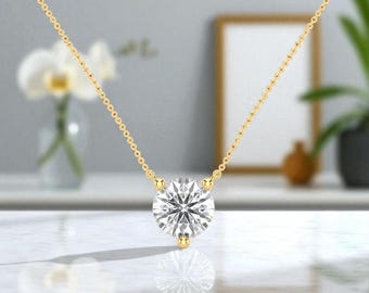 Ciondolo Personalizzato Moissanite 2,10 CT – Nome In Placcato Oro Giallo 14K – Animas Jewels