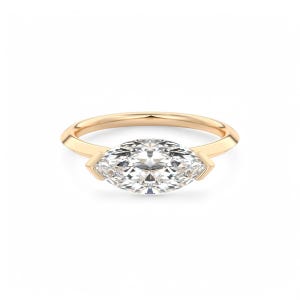 East West Marquise Cut Moissanite Ring Solitaire Engagement Ring 2.00 Ct Antique Solid Yellow Gold Diamond Ring Wedding Ring For Woman VVS1