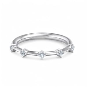 Moissanite Wedding Band 14K Gold Single Prong Band Floating Bubble Band Minimalist Ring Stackable Band Moissanite Full Eternity Band
