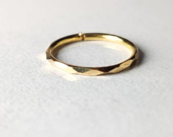 14K Gold Nose Ring | Faceted Hoop Nose Ring | Minimalist Cartilage, Septum & Nostril Piercing Jewelry |  Everyday Nose Hoop for Women