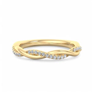 Twist Moissanite Ring Band, Class Style Women&#39;s Ring Rose gold, Moissanite Wedding Ring Band, Minimalist Moissanite Diamond Stacking Ring