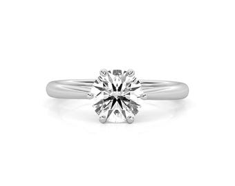 2 CT Round Cut Moissanite Engagement Ring,14k Solid Gold Engagement Ring,6-Prong Solitaire Moissanite Ring, Promise Ring,Gift for Women