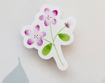Clear Floral Sticker, Water Bottle, Laptop Decal, Vinyl Die-Cut