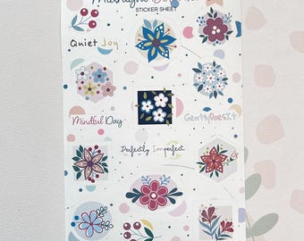 Midnight Botanicals Sticker Sheet – Floral Journal, Planner, Scrapbook Stickers