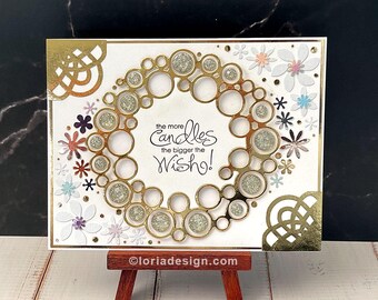 Handmade Gold Foil Birthday Card – 3D Floral Wreath Design