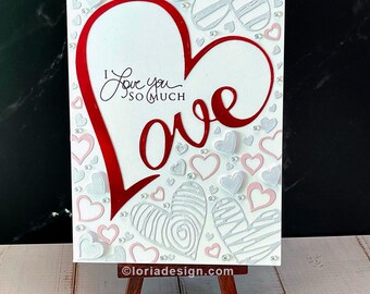 Mother's Day Card, Handmade - "I Love You So Much" 3D Heart Confetti Card
