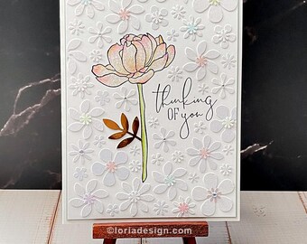 Just Because Handmade Card -  "Thinking of You" Elegant 3D Floral Card