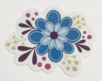 Clear Floral Sticker, Water Bottle, Laptop, Journal, Planner, Water-resistant Vinyl