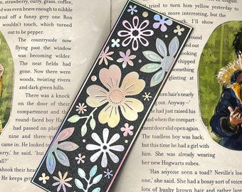 Handmade Bookmark - Mother of Pearl Style Floral Pattern