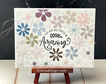 Mother's Day Card, Handmade - Floral Card – Metallic & Holographic Flowers