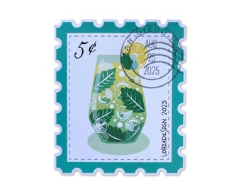Citrus Mint Stamp Sticker: Refreshing Journal & Laptop Decal