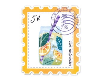 Postage Style Vinyl Sticker for Journals, Laptops, Water Bottles