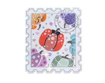 Fall Pumpkin Stamp Sticker – Whimsical Pumpkin Patch, Autumn Stationery