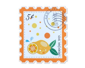 Citrus Fruit Postage Sticker - Vinyl Sticker for Journals, Laptops, Water Bottles