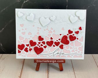 Anniversary Handmade Greeting Card - 3D Floating Hearts Card