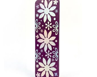 Handmade Floral Bookmark, Iridescent Mother-of-Pearl Style, Double-Layered Book Accessory
