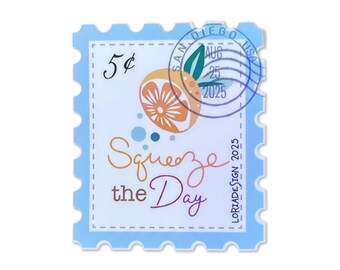Citrus Fruit Postage Sticker - Vinyl Sticker for Journals, Laptops, Water Bottles