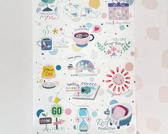 Note to Self Sticker Sheet – Motivational Affirmations, Gentle Self-Care Reminders for journals and planners