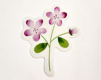 Clear Floral Sticker, Water Bottle, Laptop Decal, Vinyl Die-Cut